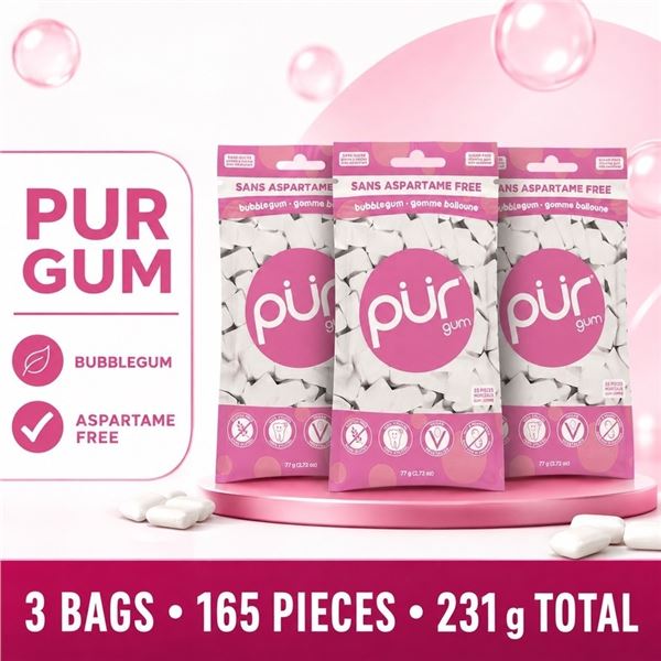 3 PUR GUM BUBBLEGUM 55-PIECE BAGS BB 08/27