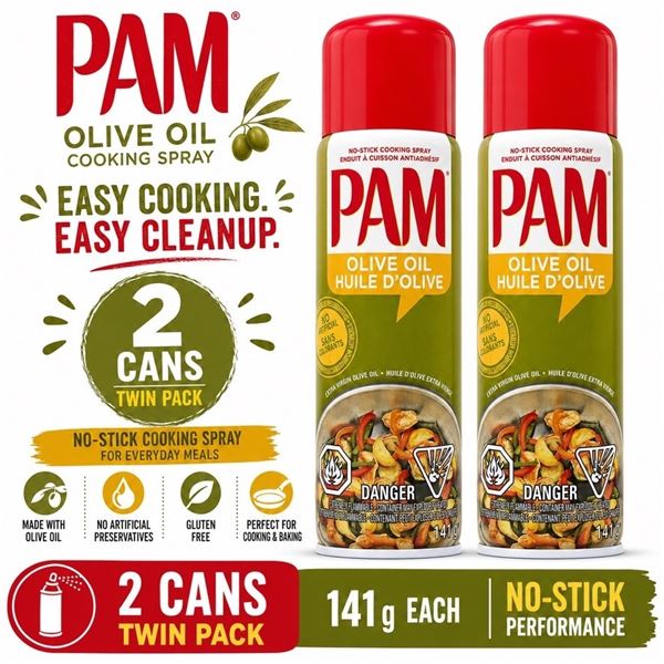 2 CANS PAM OLIVE OIL COOKING SPRAY BB 09/26