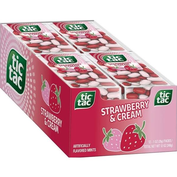 NEW 2 CASE OF TIC TAC STRAWBERRY & CREAM MINTS