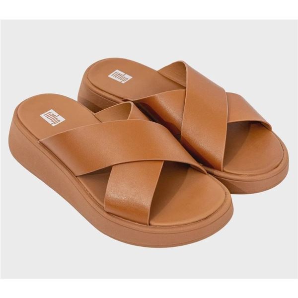 BRAND NEW FITFLOP F-MODE LEAHTER CROSS SLIDES 9