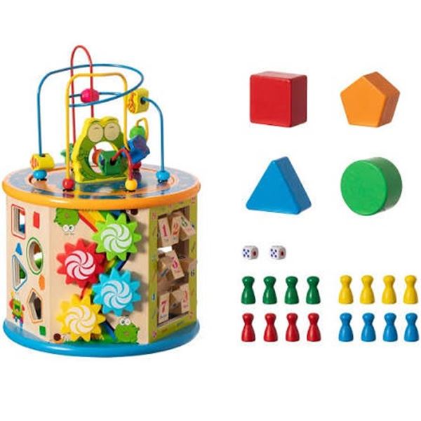 NEW BOXIKI KIDS MUSICAL WOODEN ACTIVITY CUBE TOY