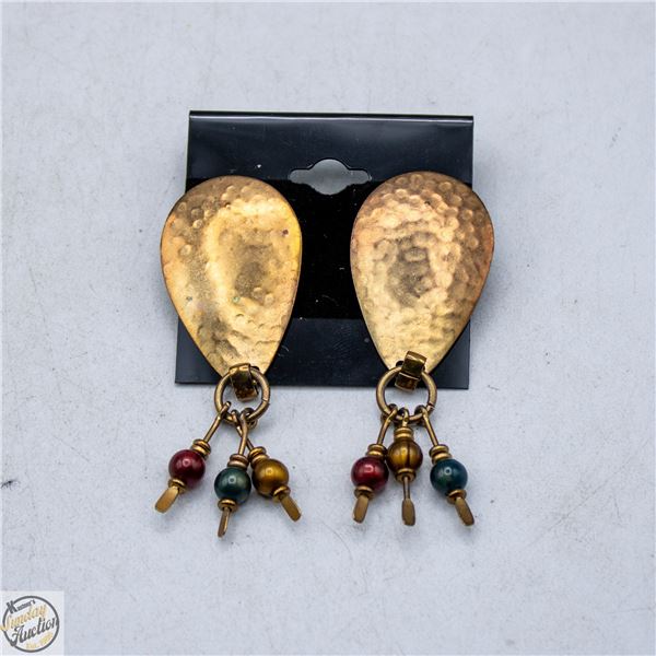 HANDMADE HAMMERED BRASS TEARDROP EARRINGS