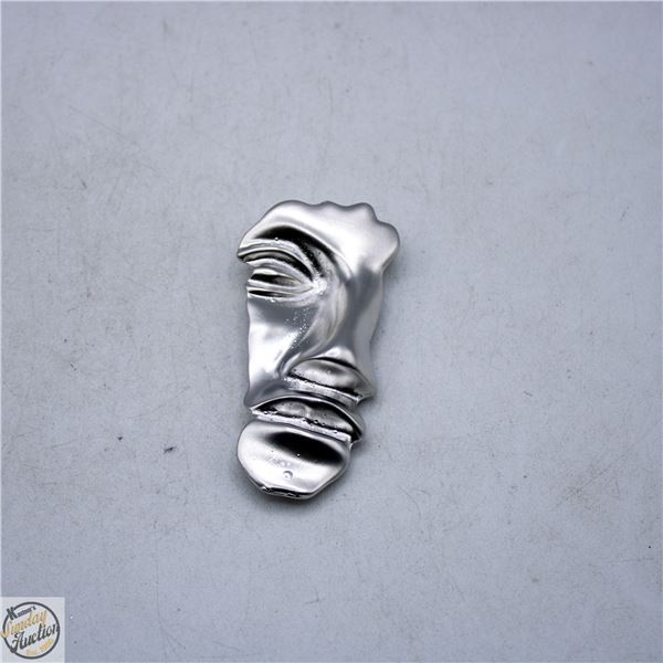 SILVER-TONE ABSTRACT FIGURE FACE MASK BROOCH