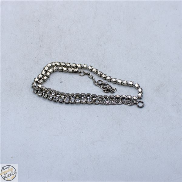 SILVER-TONE RHINESTONE TENNIS STYLE NECKLACE