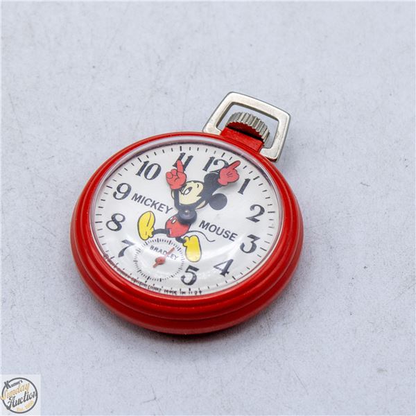 VINTAGE MICKEY MOUSE POCKET WATCH MADE BY BRADLEY