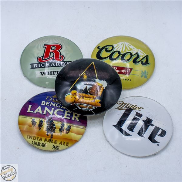 5 BAR TAP BADGES RICHARDS RED COORS MILLER ETC