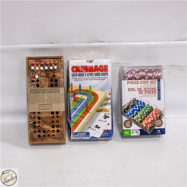 NEW 3 GAMES CRIBBAGE SOLID