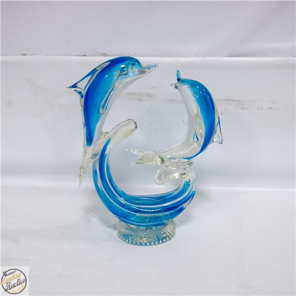 GLASS BLOWN SCULTURE DOLPHIN'S