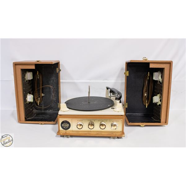 ANTIQUE PORTABLE RECORD PLAYER PLAYS 78 RPM
