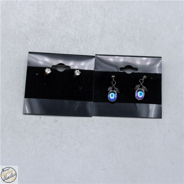 2 SETS OF EARRINGS 'MAN MADE' STONES