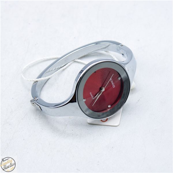 KIMIO RED DIAL WOMANS WATCH WITH BANGLE CUFF LINK