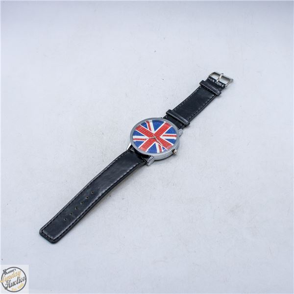 GLITTER BRITISH FLAG WATCH ON NEW STRAP