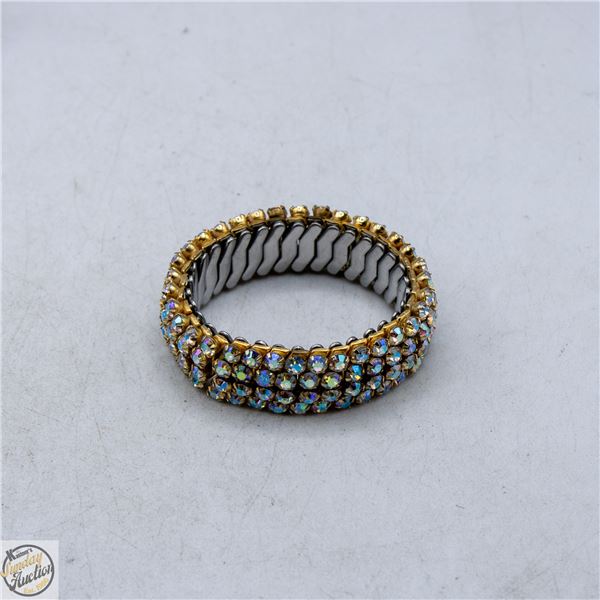 RHINESTONE STRETCH GOLD TONE BRACELET
