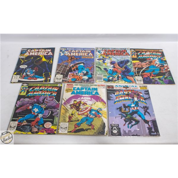 LOT OF 7 VARIOUS VINTAGE CAPTAIN AMERICA COMICS