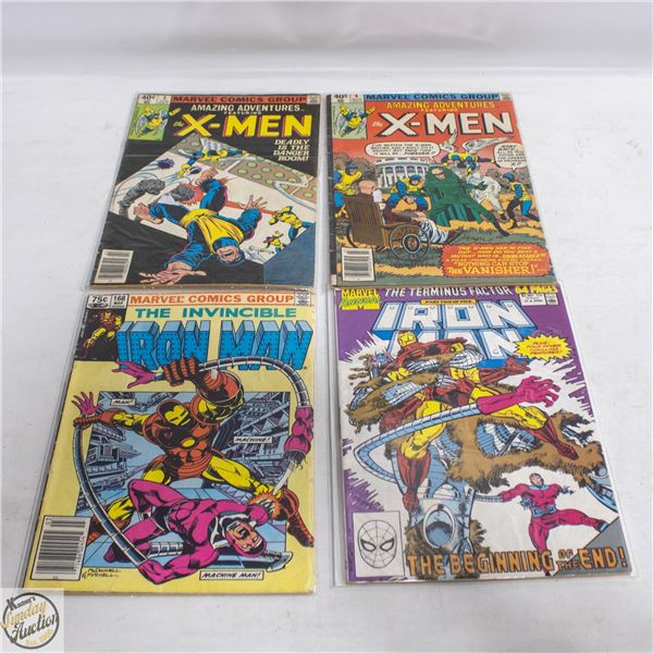 LOT OF 4 VINTAGE MARVEL COMICS X-MEN & IRON MAN