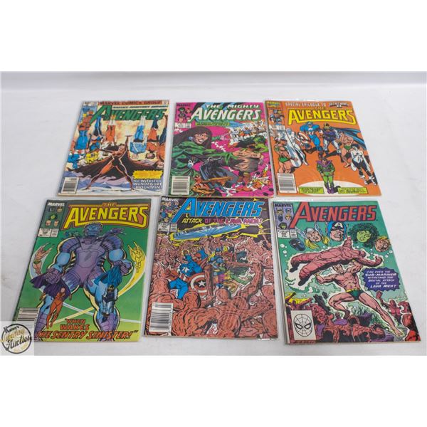 6 VINTAGE THE AVENGERS COMICS