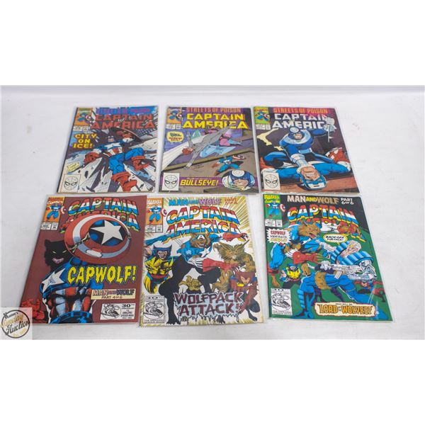 6 VINTAGE CAPTAIN AMERICA COMICS #372/373/374/405