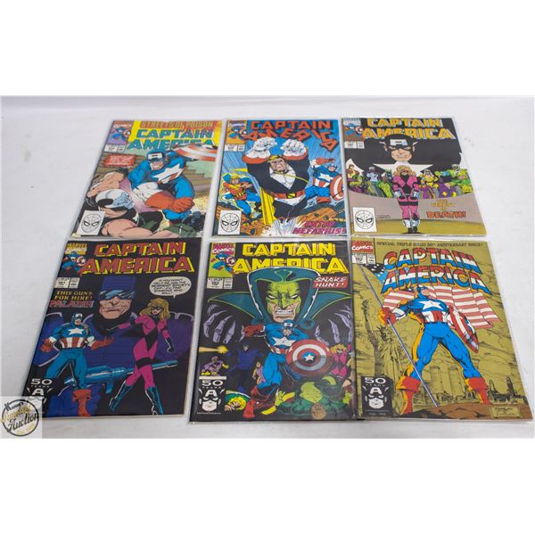 6 VINTAGE CAPTAIN AMERICA COMICS #378/379/380/381