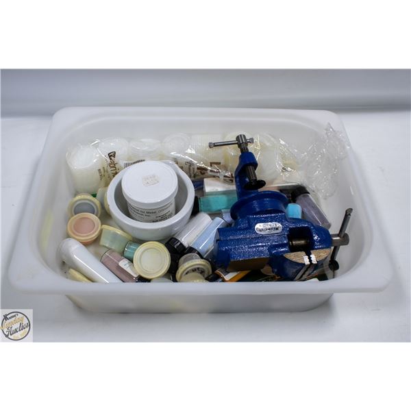 ENAMEL VIALS, GRINDSTONE, PESTLE, CLEAR