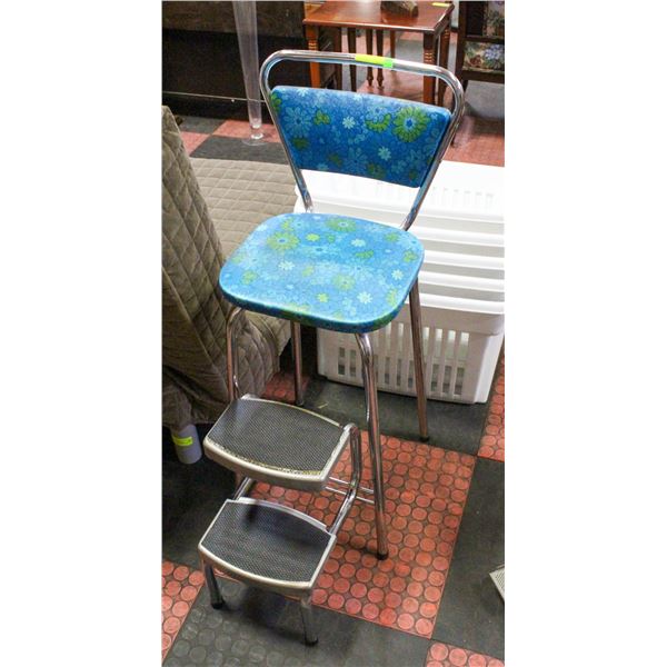 VINTAGE PATTERN STOOL WITH FOOT REST