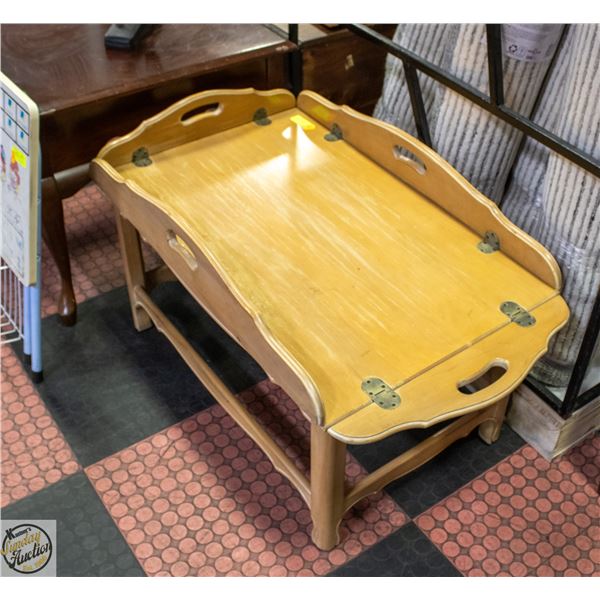 WOODEN COFFEE TABLE WITH DROP DOWN SIDES H-22"
