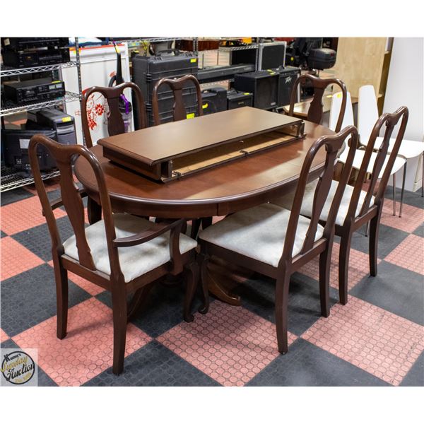 VINTAGE MAHOGANY DINING TABLE & 6 CHAIRS W/