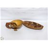 Image 1 : 2 HAND CARVED WOODEN BOWLS