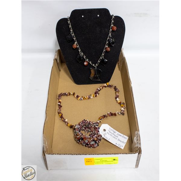 ESTATE GENUINE GEMSTONE NECKLACES (2) &