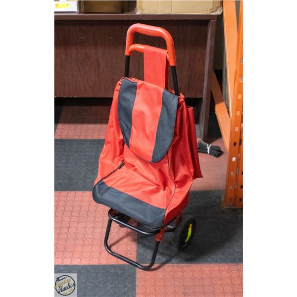 ROLLING GROCERY CART/BUGGY RED & BLACK