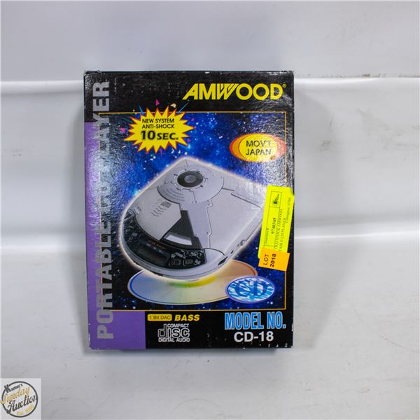 NEW OLD STOCK AMWOOD PORTABLE CD PLAYER