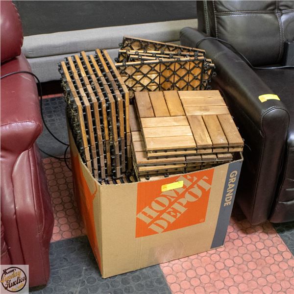 USED INTERLOCKING 12" ACACIA WOOD DECK TILES (45)