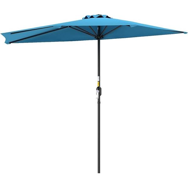 NEW HELIOS & HESTIA 9FT HALF ROUND UMBRELLA BLUE