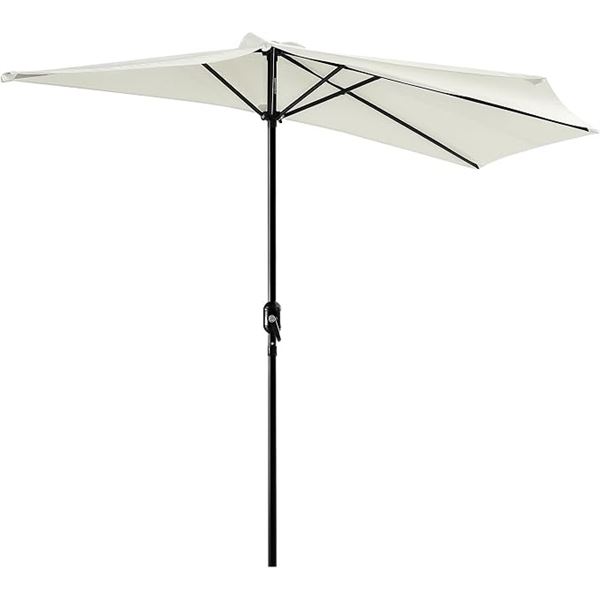 NEW HELIOS & HESTIA 9FT HALF ROUND UMBRELLA IVORY