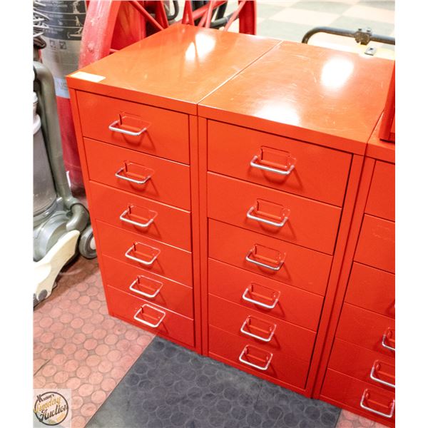 2 X 6 DRAWER STORAGE TOWERS - (IKEA), RED