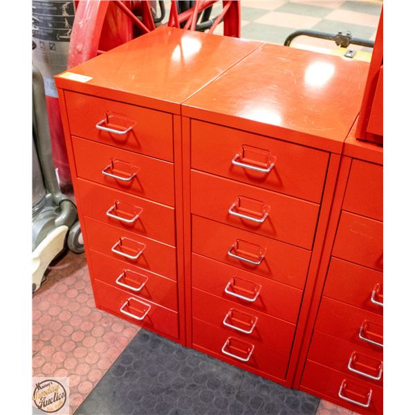 2 X 6 DRAWER STORAGE TOWERS - (IKEA), RED