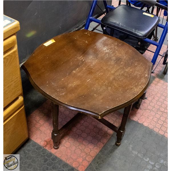 VINTAGE WOOD HEXAGON SIDE TABLE 24" X 18"