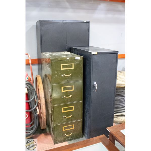LOT OF 3 METAL CABINETS SOLD TOGETHER NO KEYS