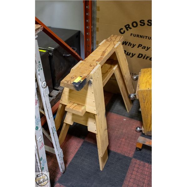 2 WOODEN SAWHORSES