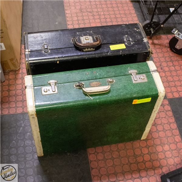 VINTAGE LEATHER HARD SIDE SUITCASES (2)