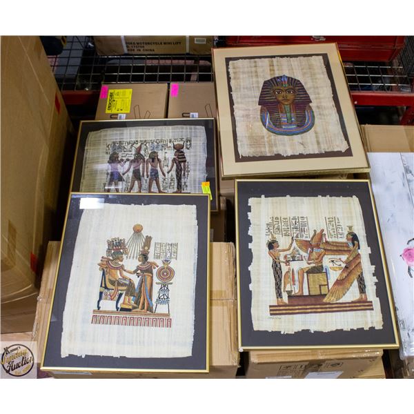 VINTAGE FRAMED EGYPTION PAPYRUS FRAMED ART (4)