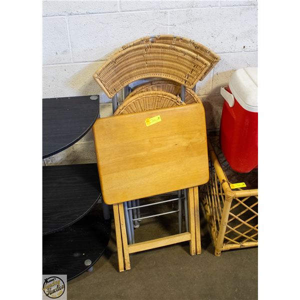 2 FOLDING BAR STOOLS WITH A TV TABLE