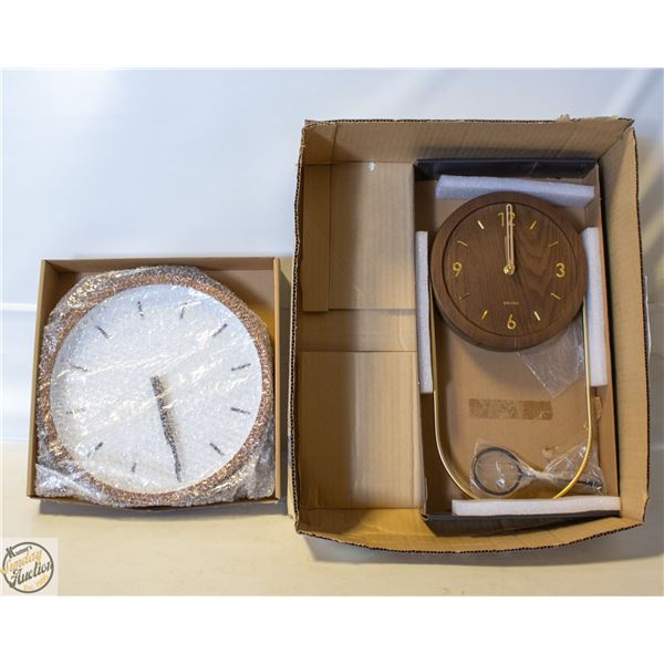 2 NEW DRIINI BRAND ROUND WALL CLOCKS SOLD TOGETHER