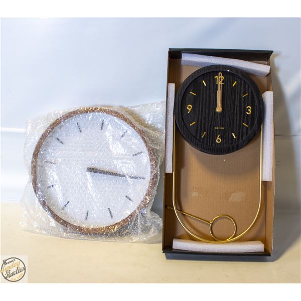 2 NEW DRIINI BRAND ROUND WALL CLOCKS SOLD TOGETHER