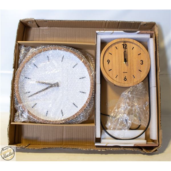 2 NEW DRIINI BRAND ROUND WALL CLOCKS SOLD TOGETHER