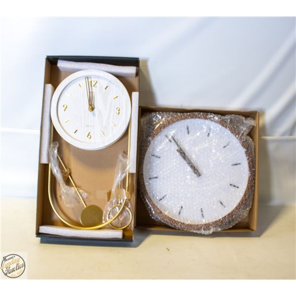 2 NEW DRIINI BRAND ROUND WALL CLOCKS SOLD TOGETHER