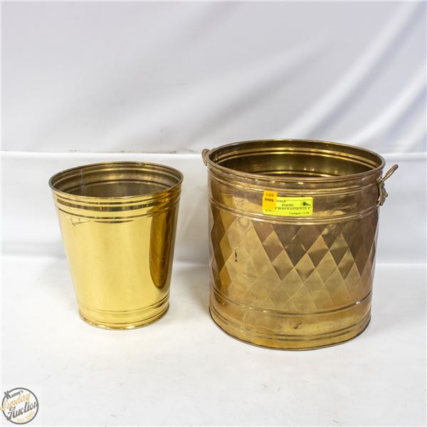 VINTAGE BRASS PLANTER POTS- 8" & 10"