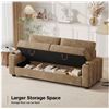 Image 4 : Tan Loveseat Sofa, Larger Couch Velvet Fabric with Storage, Charging Ports, Heightened Backrests  - 