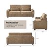 Image 3 : Tan Loveseat Sofa, Larger Couch Velvet Fabric with Storage, Charging Ports, Heightened Backrests  - 