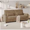 Image 2 : Tan Loveseat Sofa, Larger Couch Velvet Fabric with Storage, Charging Ports, Heightened Backrests  - 