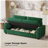 Image 5 : Green Loveseat Sofa, Larger Couch Velvet Fabric with Storage, Charging Ports, Heightened Backrests, 